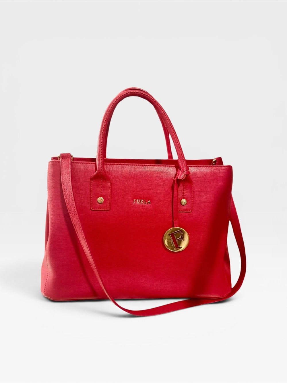 Furla Fuchsia Pink Leather Top-Handle Tote with Shoulder Strap